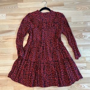 ZARA PREMIUM COLLECTION Ruffle Red Black Leopard Animal Print Dress